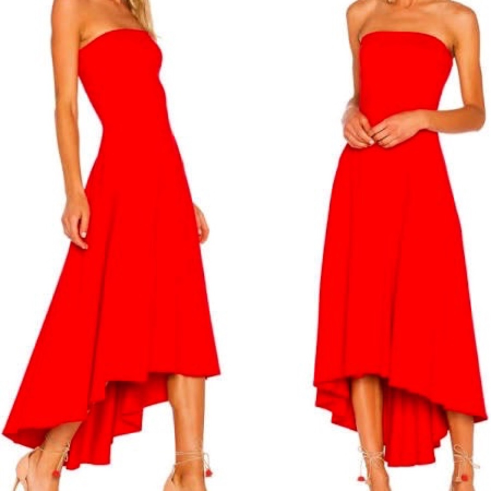 Susana Monaco - Revolve strapless hi low dress in perfect red